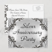 第25銀製記念日のパーティの招待状の郵便はがき インビテーションポストカード (正面/裏面)