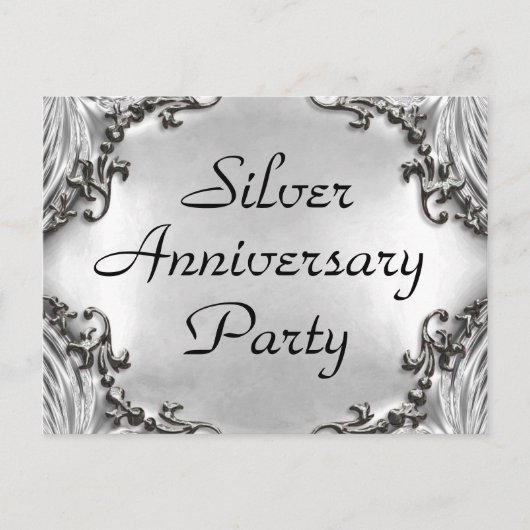 第25銀製記念日のパーティの招待状の郵便はがき インビテーションポストカード (正面)