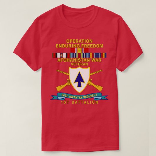 第26歩兵連隊DUI w BrリボンTOP 1 Bn Tシャツ (デザイン正面)