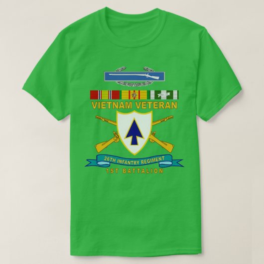 第26歩兵連隊DUI w BrリボンTOP 1 Bn Tシャツ (デザイン正面)