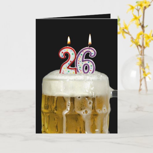 第26誕生日ビール カード (黄色い花)