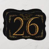第26、誕生会第26、素晴らしいのGatsby、黒及び金ゴールド 招待状 (正面/裏面)