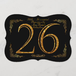 第26、誕生会第26、素晴らしいのGatsby、黒及び金ゴールド 招待状