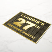 第27回バースデーパーティーはっきりした:,木目フェイク模様 箔招待状 (回転した状態)