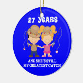 第27彼のための結婚記念日のおもしろいなギフト セラミックオーナメント (左)