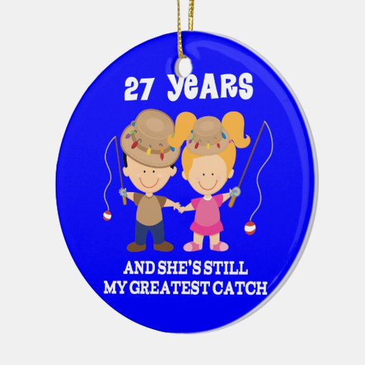 第27彼のための結婚記念日のおもしろいなギフト セラミックオーナメント (左)