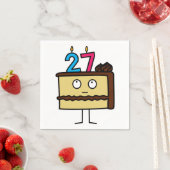 第27蝋燭が付いているお誕生日ケーキ スタンダードカクテルナプキン (インサイチュ)