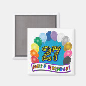 第27誕生日ギフト(風船類別付き)デザイン マグネット (正面/裏面)