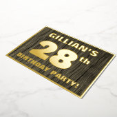 第28回誕生日パーティーはっきりした：木目フェイク模様 箔招待状 (回転した状態)