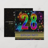 第28回誕生日パーティー招待（バブル付き） 招待状 (正面/裏面)