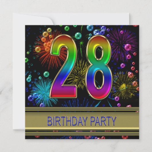 第28回誕生日パーティー招待（バブル付き） 招待状 (正面)