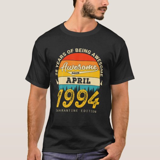 第28回誕生日レトロ1994年4月検疫28年 Tシャツ (正面)