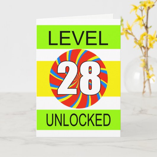 第28誕生日Computer Gamer カード (黄色い花)