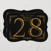 第28、誕生会第28、素晴らしいのGatsby、黒及び金ゴールド 招待状 (正面/裏面)