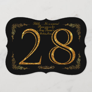 第28、誕生会第28、素晴らしいのGatsby、黒及び金ゴールド 招待状