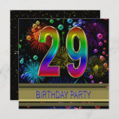 第29回バースデーパーティー招待(バブル付き) 招待状 (正面/裏面)