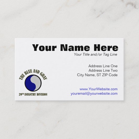 第29歩兵部隊 名刺 (正面)