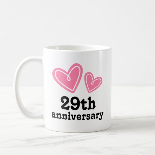 第29記念日のギフトのハート コーヒーマグカップ (左)