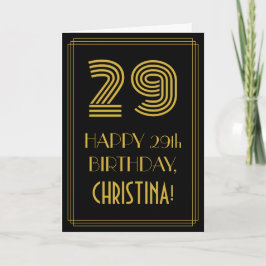 第29誕生日: アールデコによってインスパイア一見"29"及び名前 カード