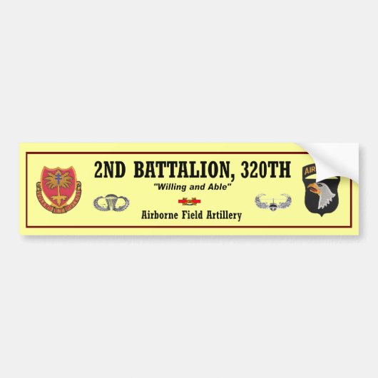 第2 Bn.、320th FA Bumper.Sticker バンパーステッカー (正面)