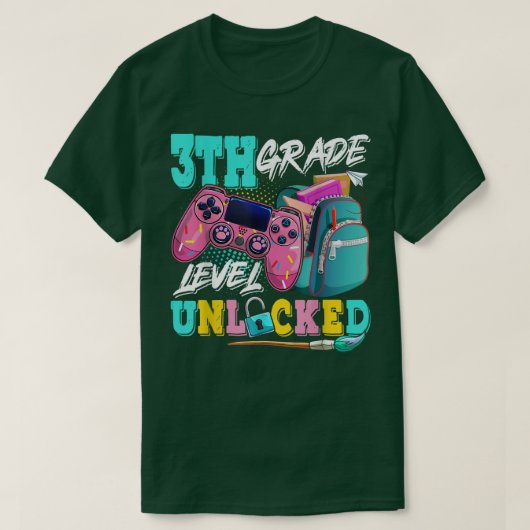 第3グレードのロック解除されたビデオゲーム新学期 Tシャツ (デザイン正面)