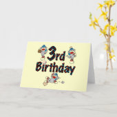 第3ソックス猿の野球の誕生日 カード (黄色い花)