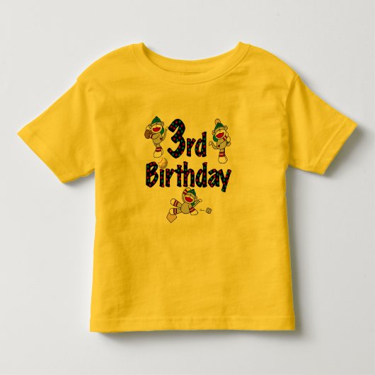 第3ソックス猿の野球の誕生日 トドラーTシャツ (正面)