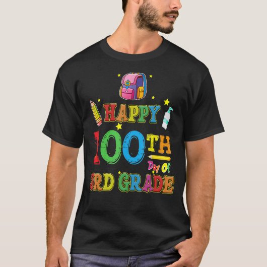 第3チーム3年生先生キッズハッピー100日目 Tシャツ (正面)