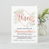 第3バラ金ゴールド誕生日招待状 招待状 (スタンド正面)