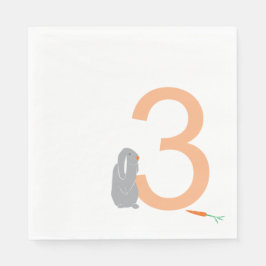 第3バースデーグレイモダンバニーナプキンス スタンダードランチョンナプキン