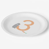 第3バースデーグレイモダンバニーパーティープレート ペーパープレート (アングル)