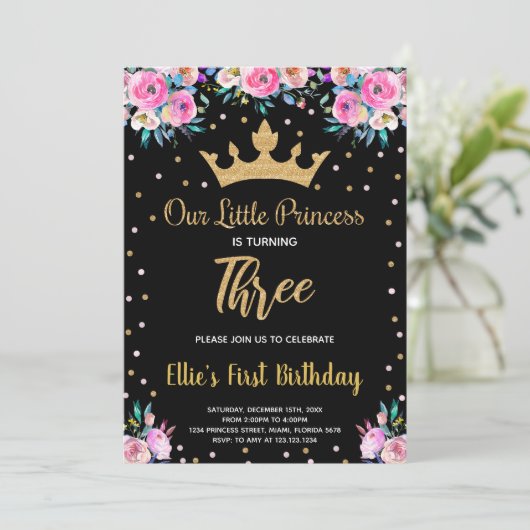 第3フローラクラウングリッタープリンセス誕生日 招待状 (スタンド正面)