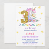 第3フローラユニコーン誕生日招待状 招待状 (正面/裏面)