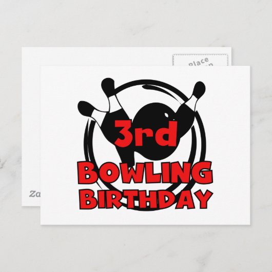 第3ボーリング誕生日Tシャツとギフト ポストカード (正面/裏面)