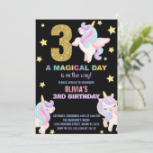 第3レインボーユニコーン誕生日招待状フライ 招待状 (スタンド正面)