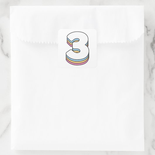 第3位かわいい虹の誕生日数 スクエアシール (バッグ)