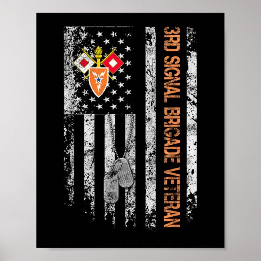 第3信号旅団退役軍人ヴィンテージU.sフラッグベテラ ポスター (正面)