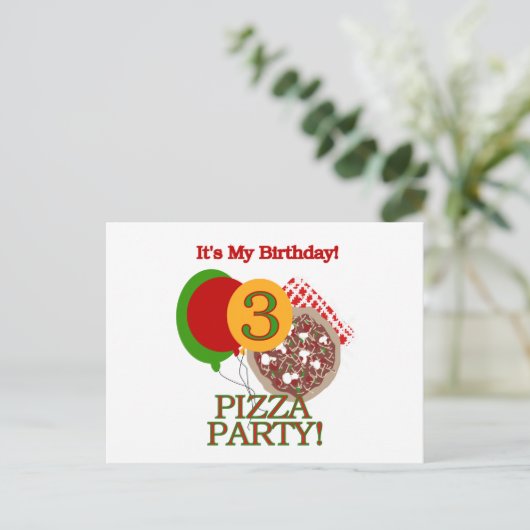 第3回ピザパーティー誕生日Tシャツとギフト インビテーションポストカード (スタンド正面)