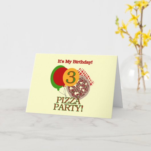 第3回ピザパーティー誕生日Tシャツとギフト カード (黄色い花)