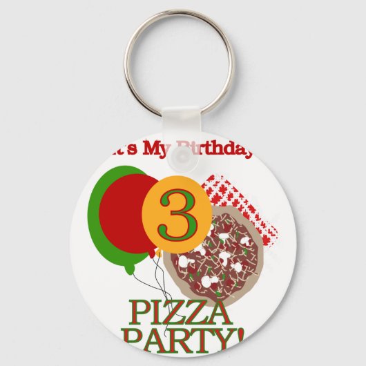 第3回ピザパーティー誕生日Tシャツとギフト キーホルダー (正面)