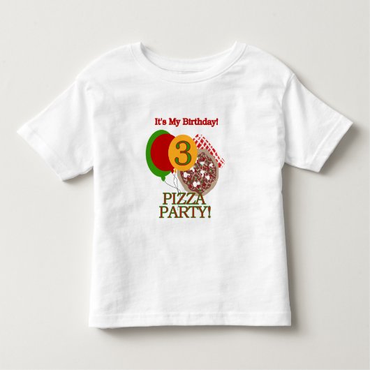 第3回ピザパーティー誕生日Tシャツとギフト トドラーTシャツ (正面)