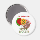 第3回ピザパーティー誕生日Tシャツとギフト マグネット (正面/裏面)