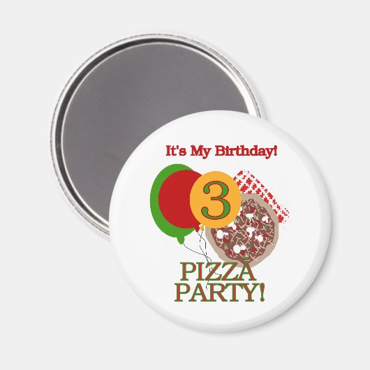 第3回ピザパーティー誕生日Tシャツとギフト マグネット (正面/裏面)