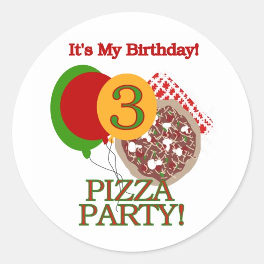 第3回ピザパーティー誕生日Tシャツとギフト ラウンドシール (正面)