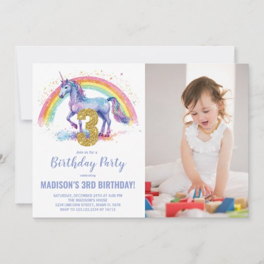 第3回レインボーユニコーン誕生日招待状写真 招待状 (正面)