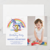 第3回レインボーユニコーン誕生日招待状写真 招待状 (正面/裏面)