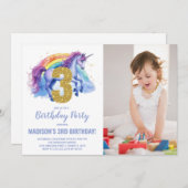 第3回レインボーユニコーン誕生日招待状写真 招待状 (正面/裏面)