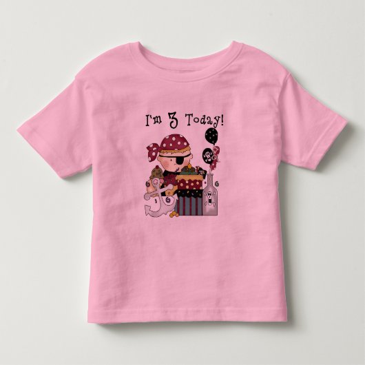 第3回誕生日の海賊Tシャツとギフト トドラーTシャツ (正面)