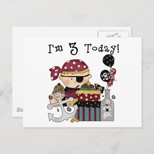 第3回誕生日の海賊Tシャツとギフト ポストカード (正面/裏面)