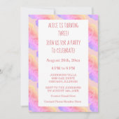 第3回誕生日コーラルピンクグラデーションフローラバラ 招待状 (正面)